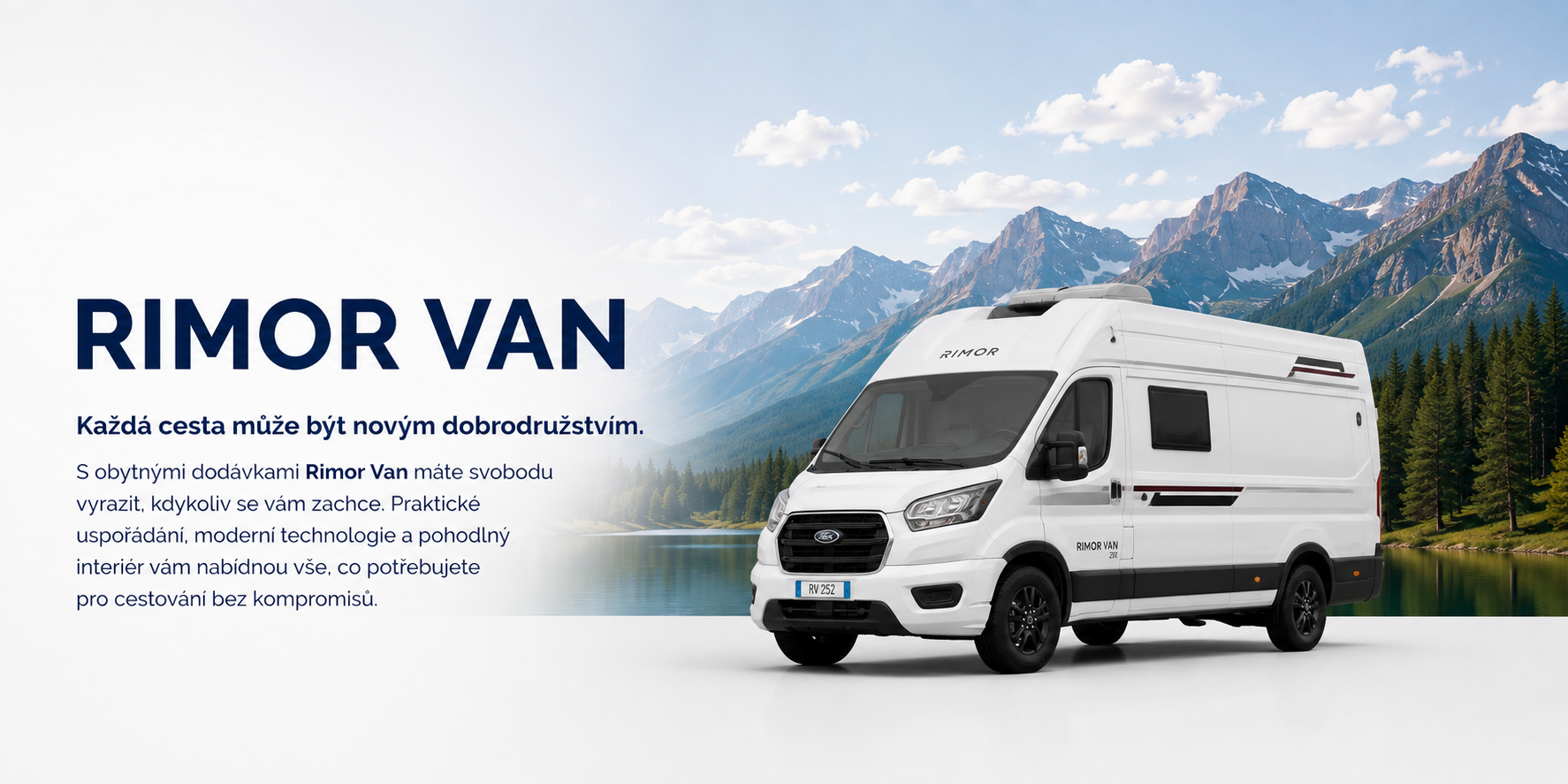 Objevte obytné dodávky Rimor Van na podvozku Ford Transit. Kompaktní rozměry, pohodlný interiér a praktická výbava pro cestování bez kompromisů.